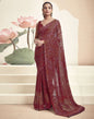 Maroon Georgette Printed Saree