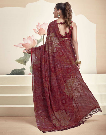 Maroon Georgette Printed Saree