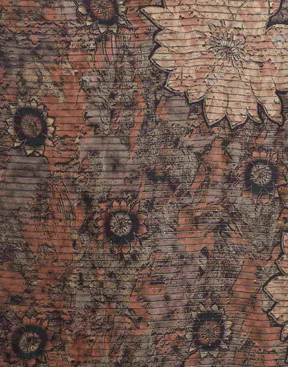 Rust Georgette Printed Saree