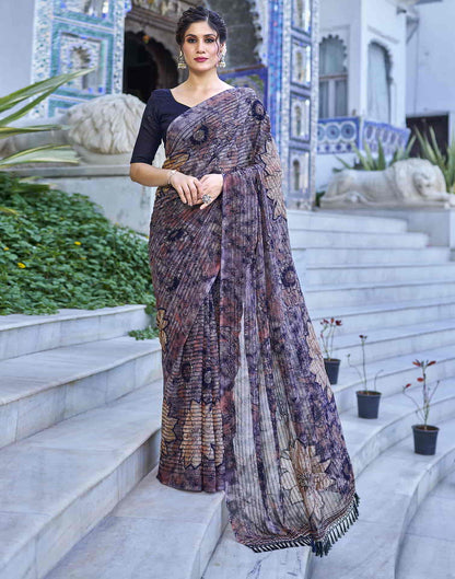 Blue Georgette Printed Saree