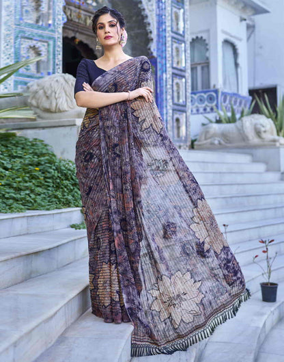 Blue Georgette Printed Saree