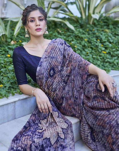 Blue Georgette Printed Saree