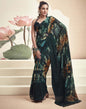 Teal Georgette Printed Saree