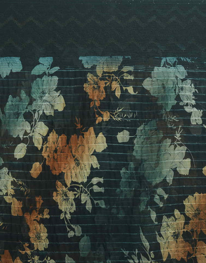 Teal Georgette Printed Saree