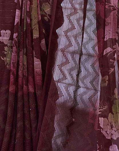 Maroon Georgette Printed Saree