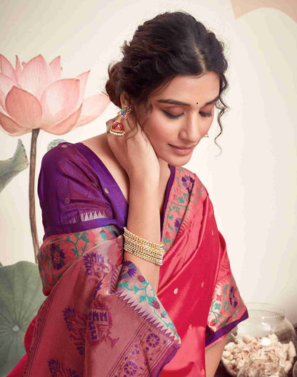 Pink Silk Plain Saree