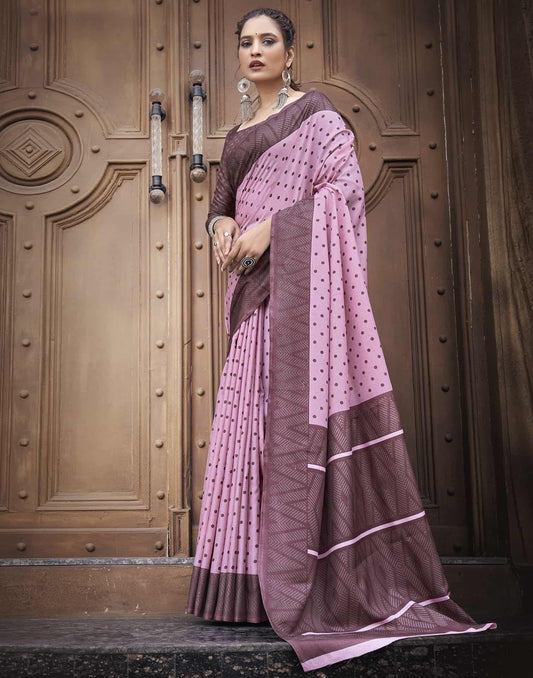 Pink Silk Printed Saree