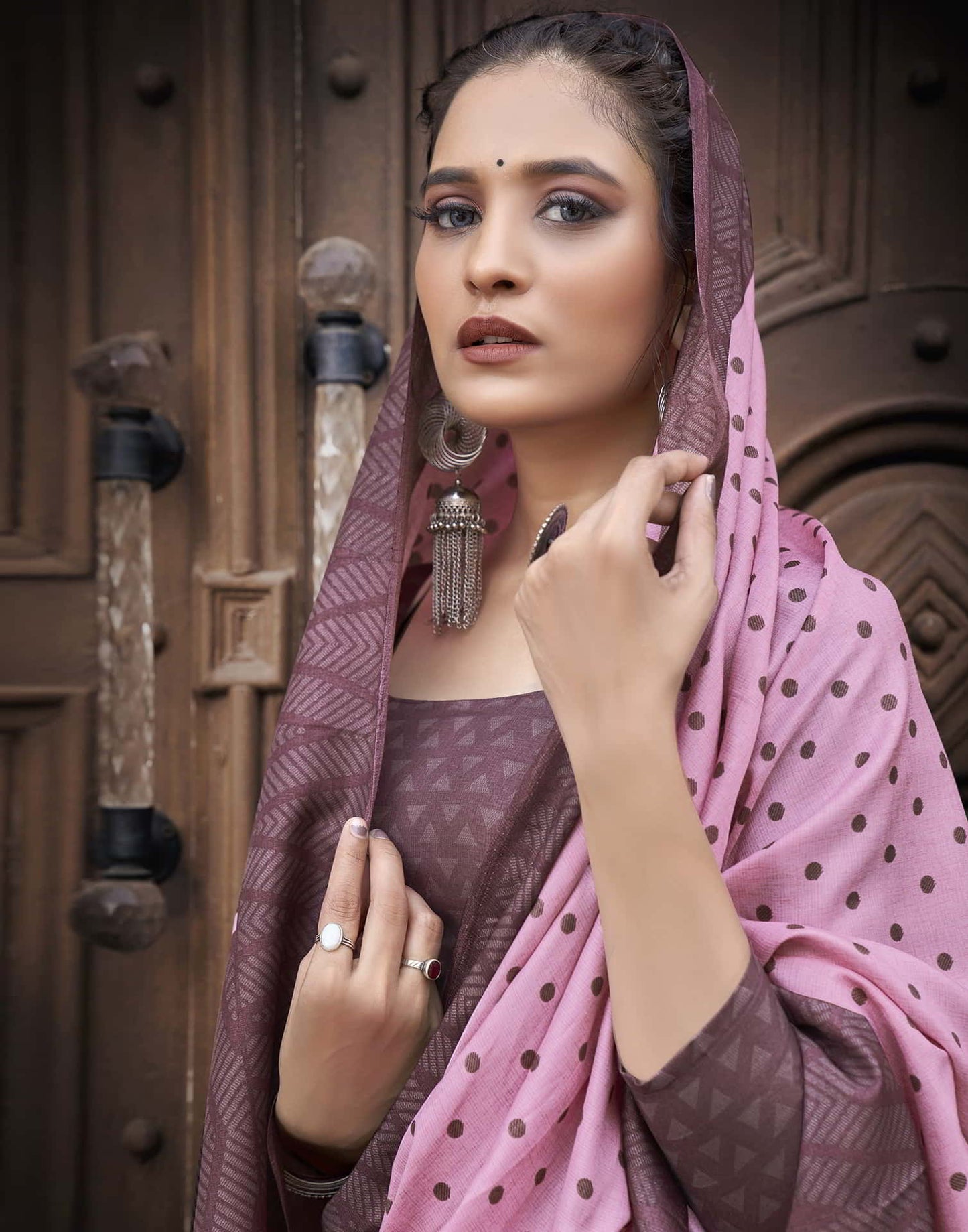 Pink Silk Printed Saree