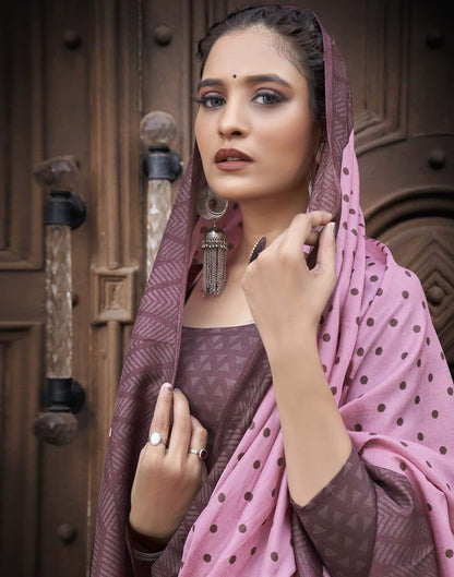 Pink Silk Printed Saree