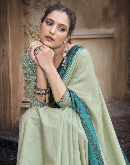 Green Silk Printed Saree