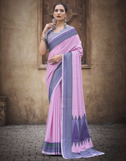 Pink Silk Printed Saree