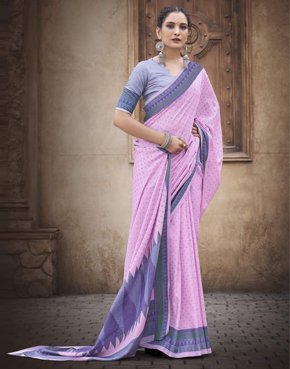 Pink Silk Printed Saree