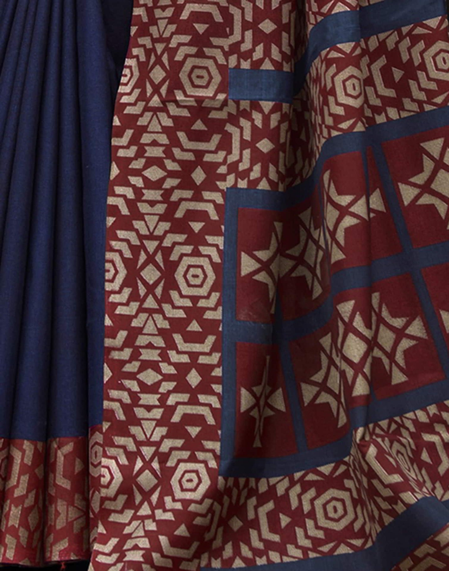 Blue Silk Printed Saree