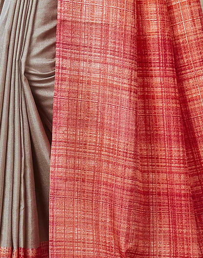 Grey Silk Printed Saree