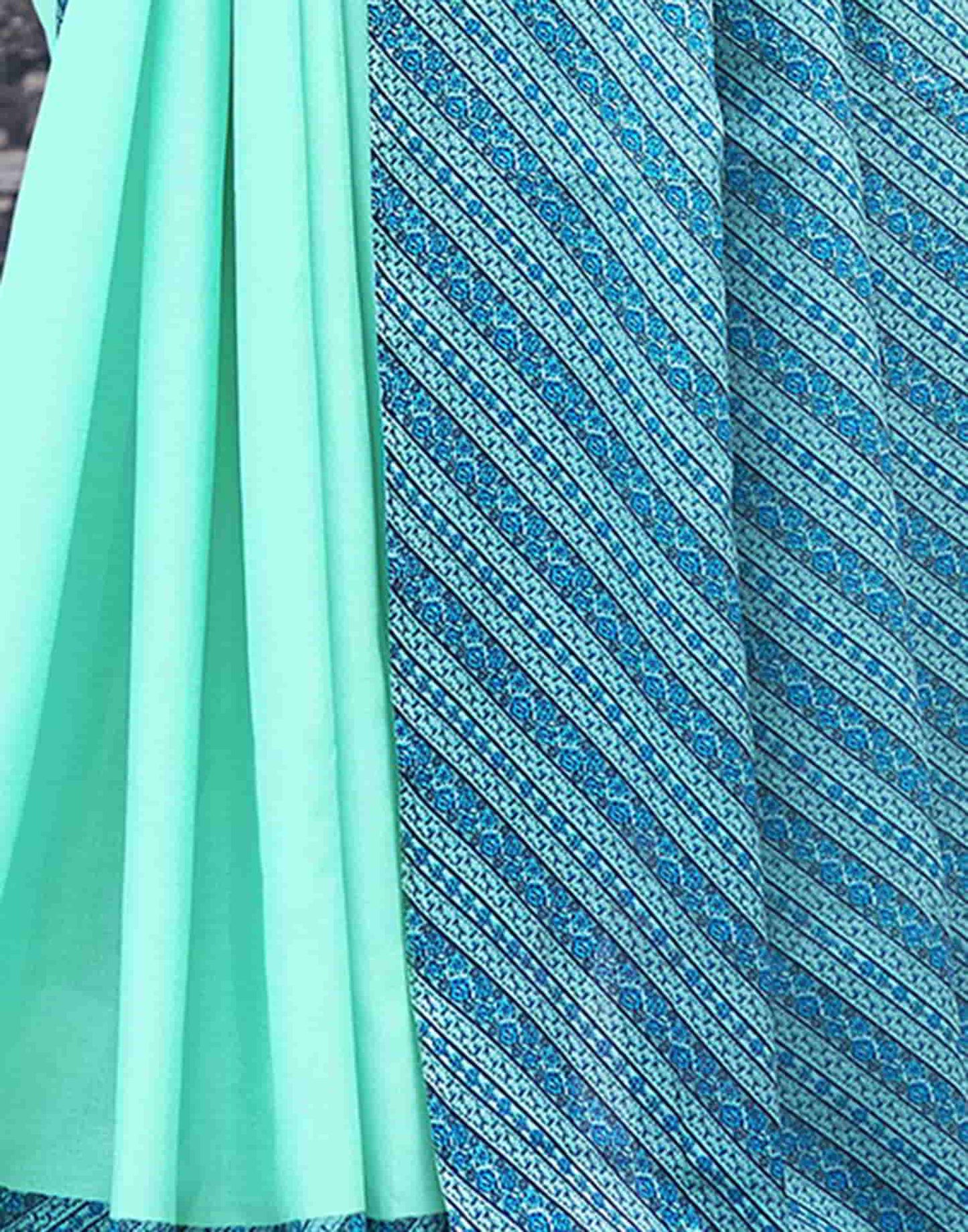 Turquoise Silk Printed Saree