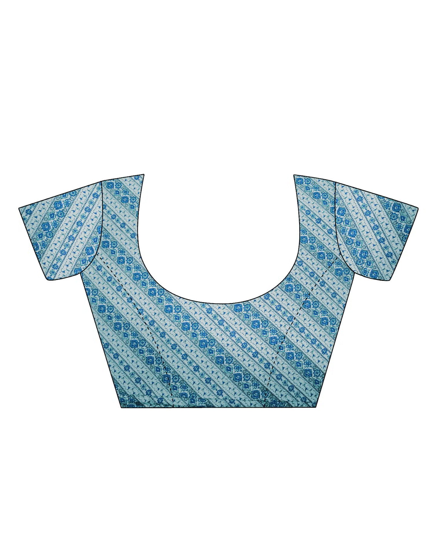 Turquoise Silk Printed Saree