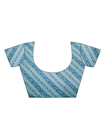 Turquoise Silk Printed Saree