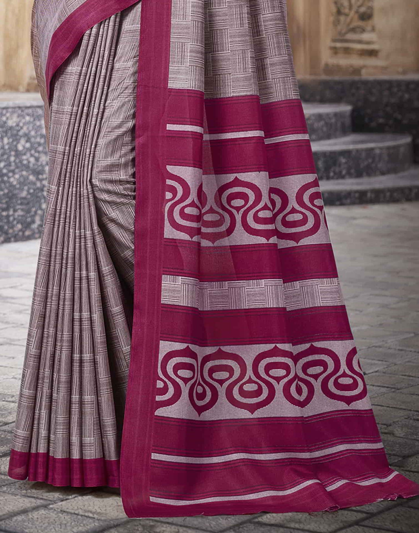 Mauve Silk Printed Saree
