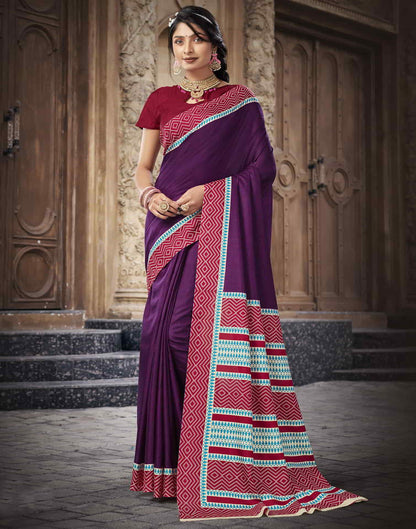 Purple Silk Printed Saree