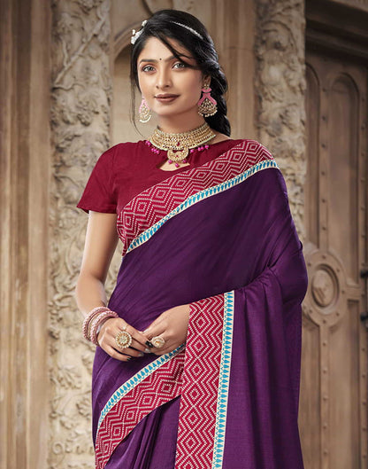 Purple Silk Printed Saree