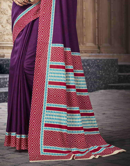Purple Silk Printed Saree
