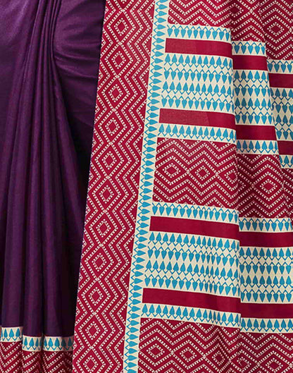 Purple Silk Printed Saree