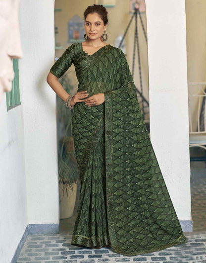 Green Georgette Printed Saree