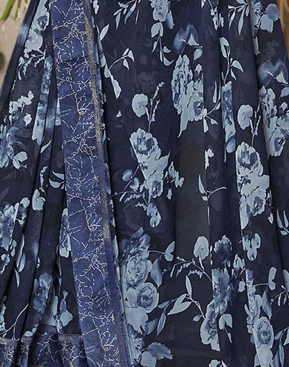 Blue Georgette Printed Saree