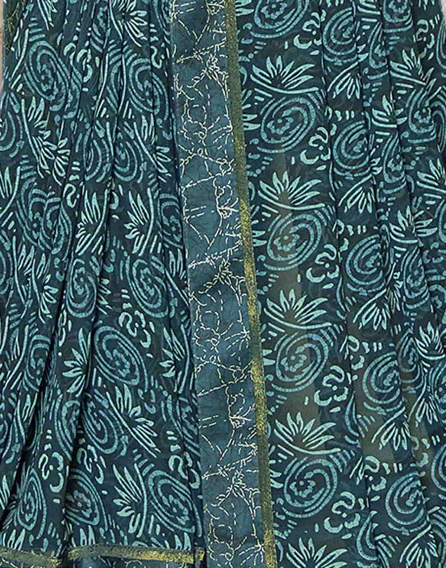 Teal Georgette Printed Saree