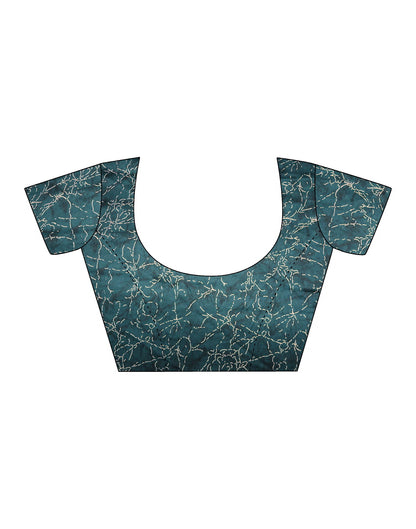 Teal Georgette Printed Saree