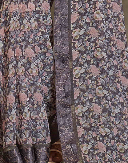 Mauve Georgette Printed Saree