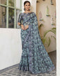 Grey Georgette Printed Saree