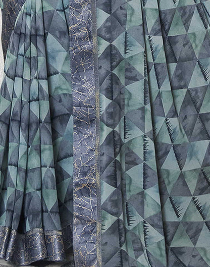 Grey Georgette Printed Saree