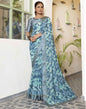 Blue Georgette Printed Saree