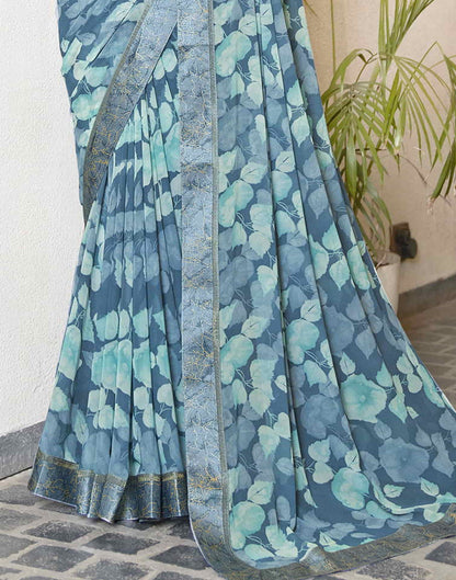 Blue Georgette Printed Saree