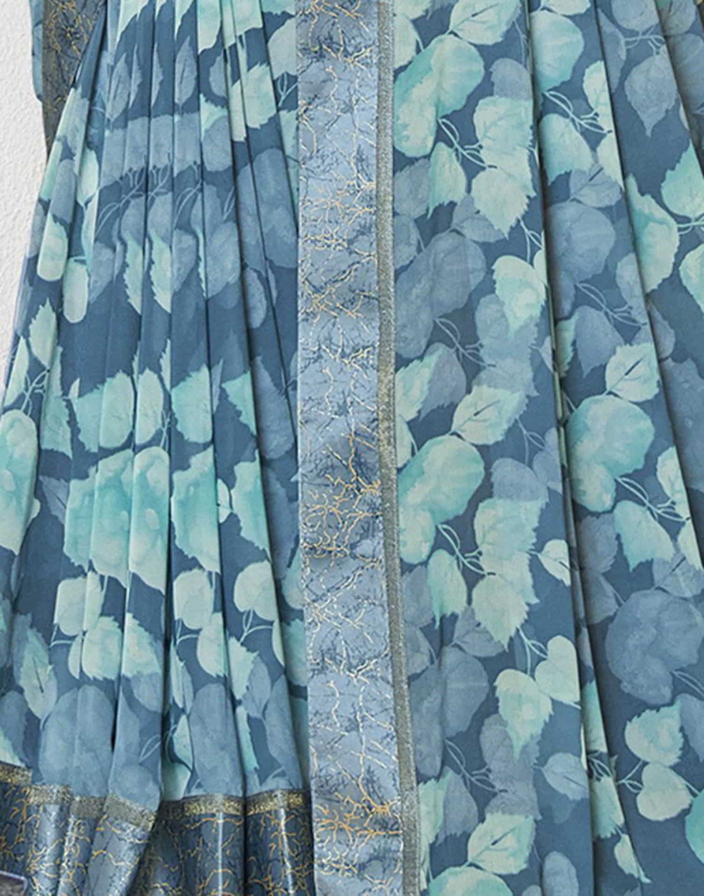 Blue Georgette Printed Saree