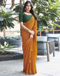 Yellow Georgette Plain Saree