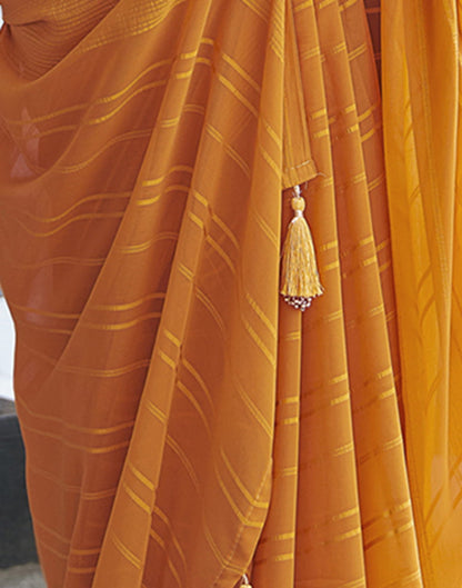 Yellow Georgette Plain Saree