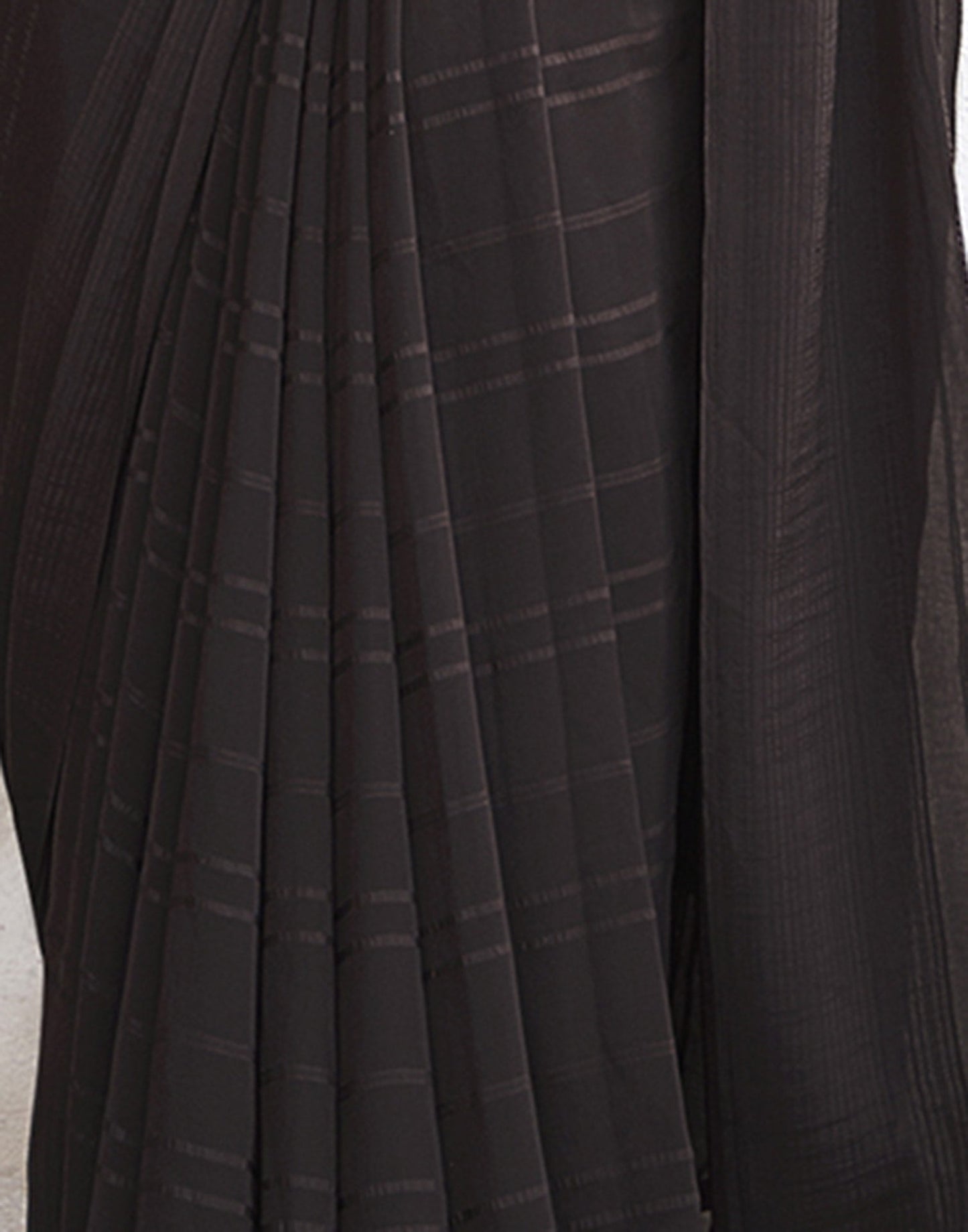 Brown Georgette Plain Saree