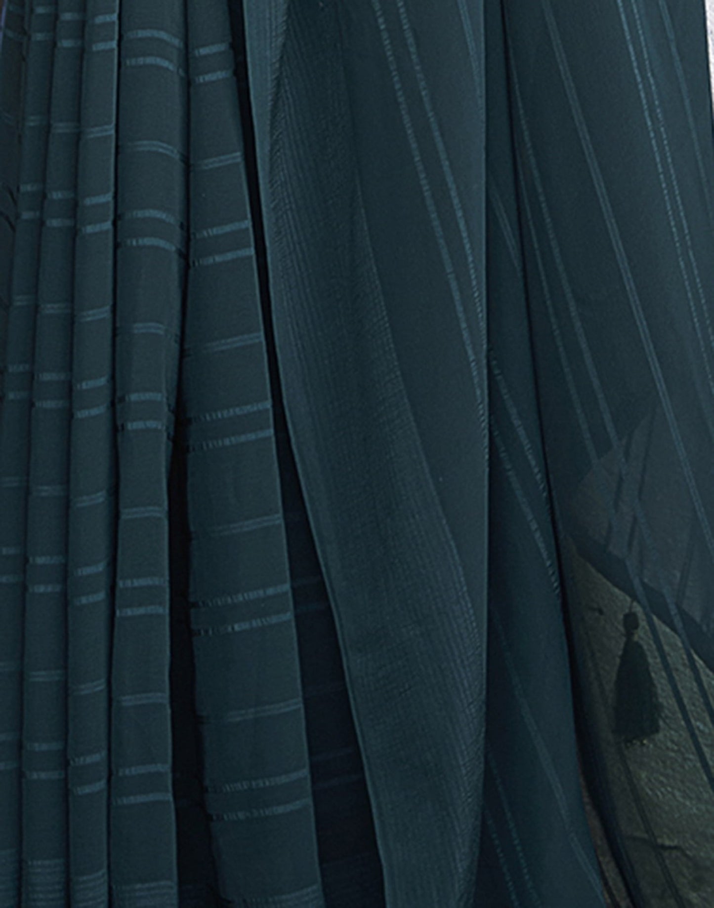 Teal Georgette Plain Saree