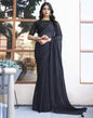 Grey Georgette Plain Saree