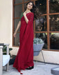 Red Georgette Plain Saree