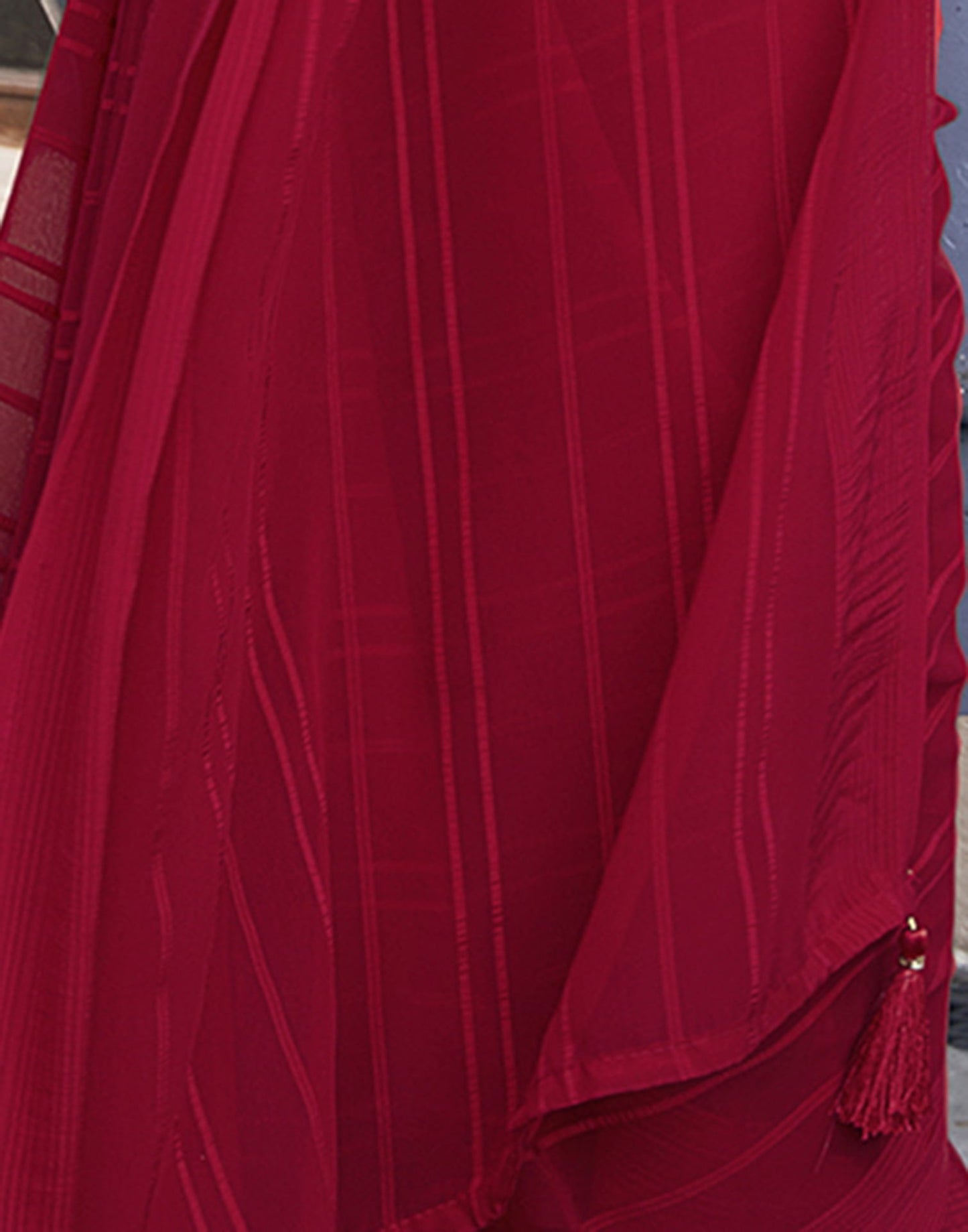 Red Georgette Plain Saree