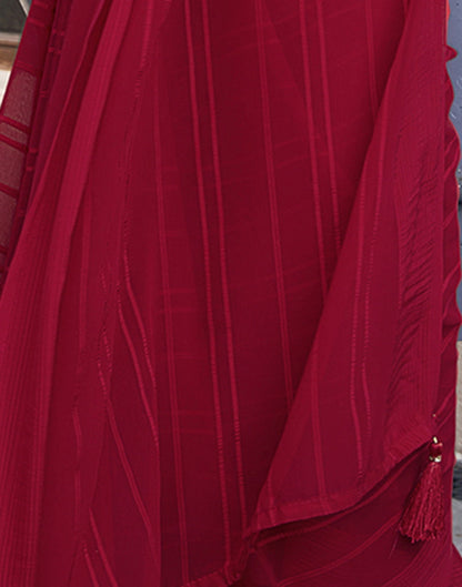 Red Georgette Plain Saree