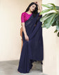 Blue Georgette Plain Saree