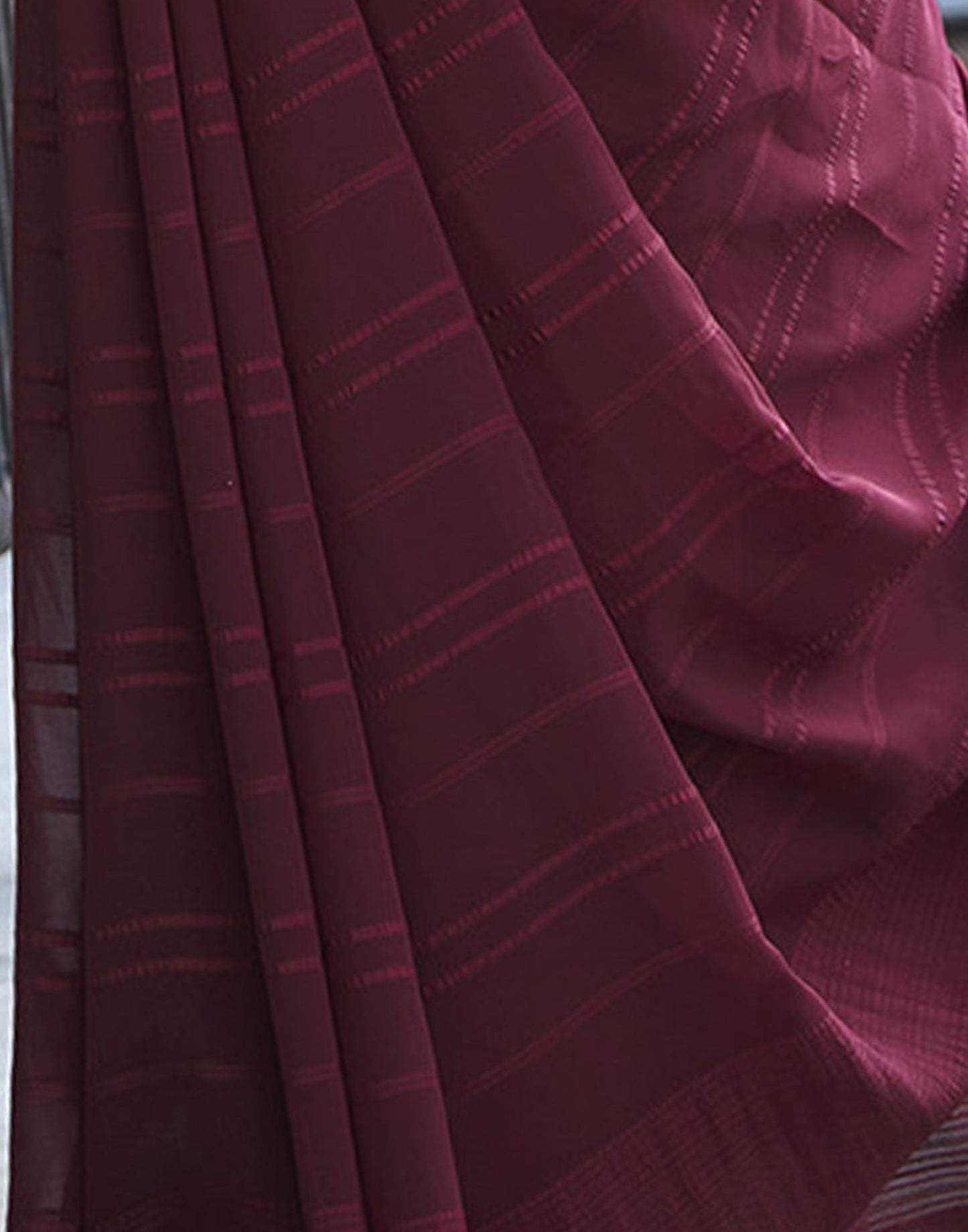 Maroon Georgette Plain Saree
