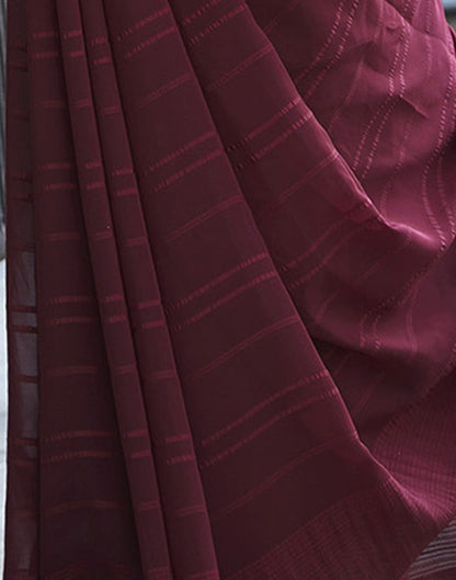 Maroon Georgette Plain Saree