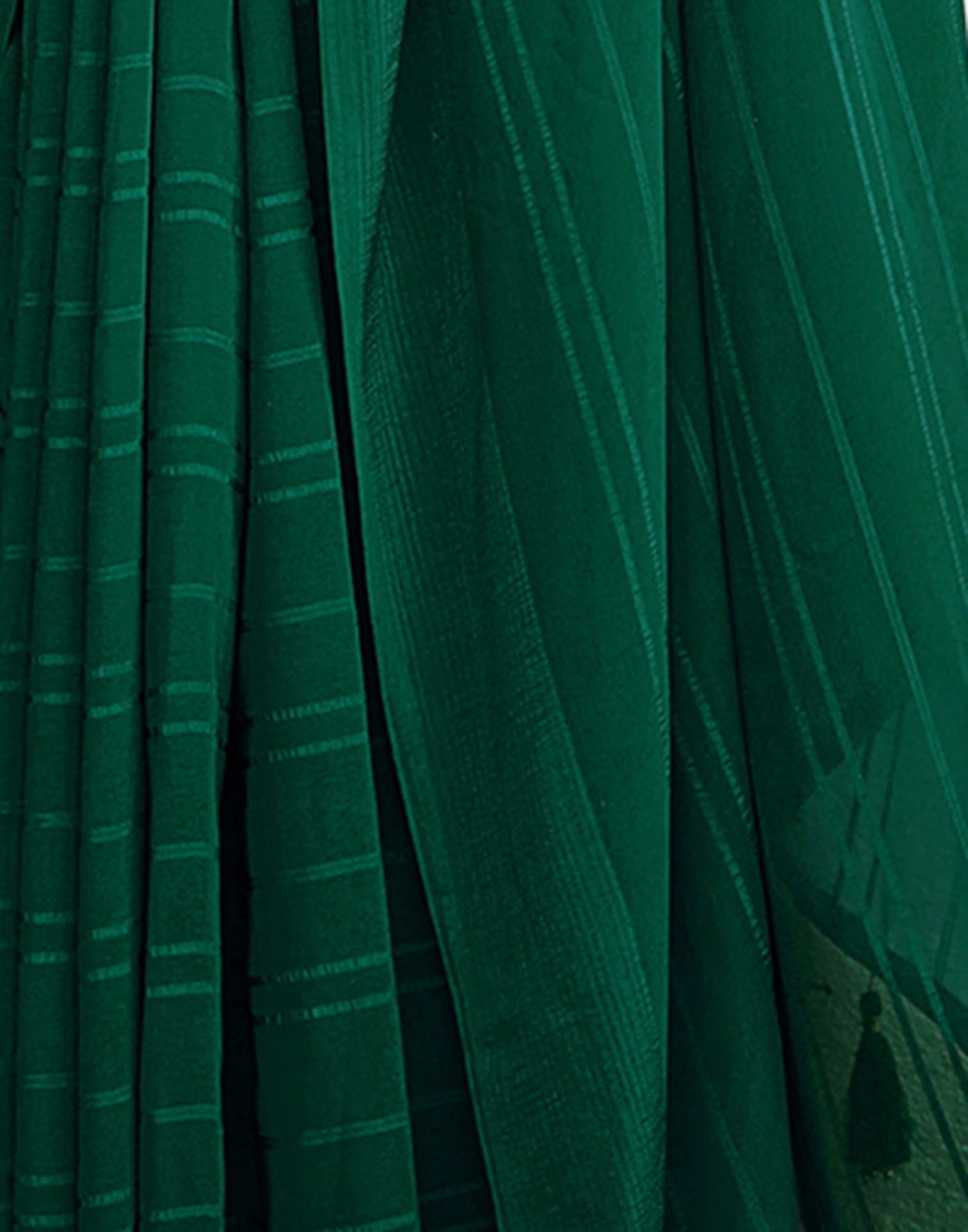 Green Georgette Plain Saree
