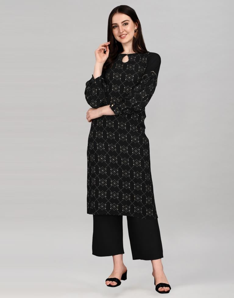 Black Printed Kurti | Leemboodi