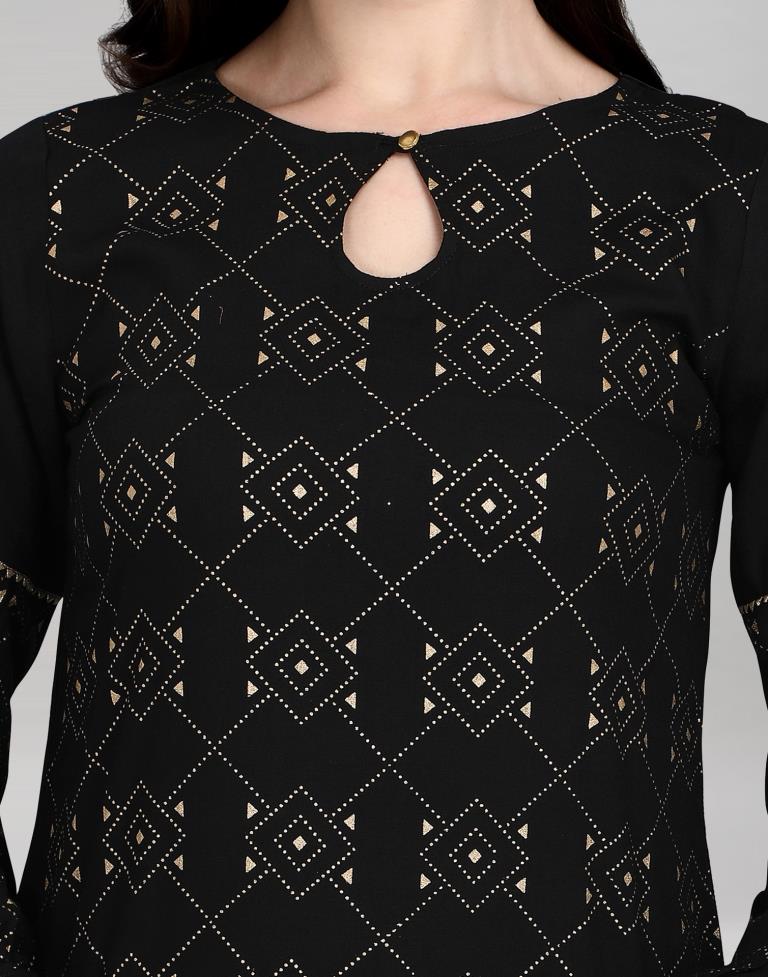 Black Printed Kurti | Leemboodi